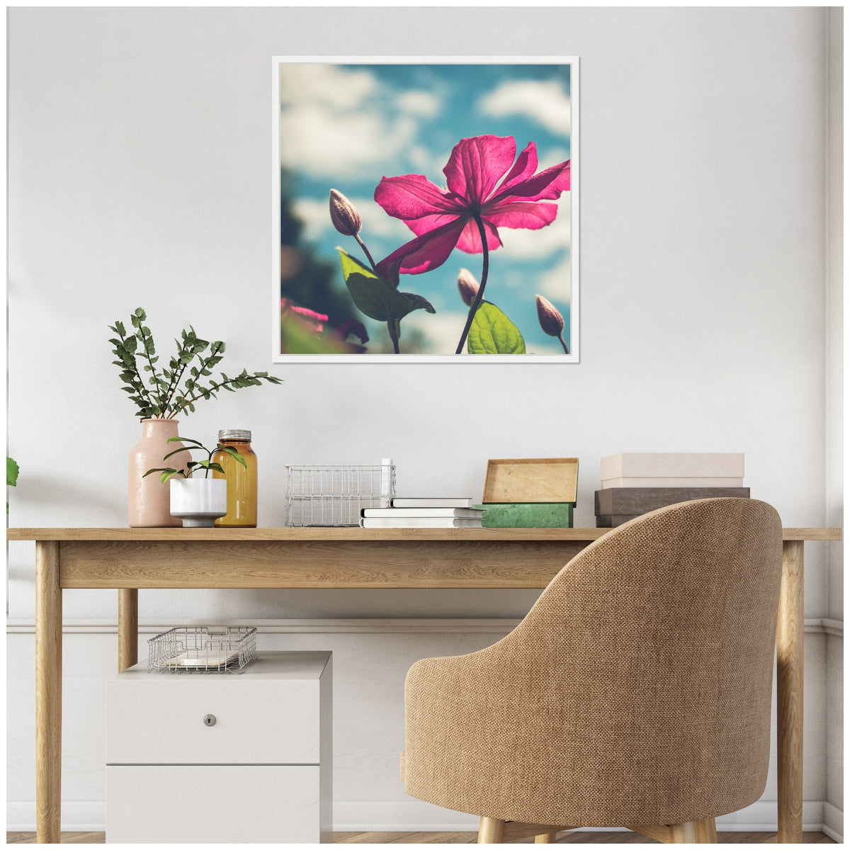 Sylvie Flower in the Sky Framed Canvas by Stephanie Klatt