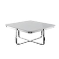 35 Light Gray And Silver Metallic Stainless Steel Square Coffee Table