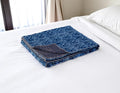 50 X 70 Blue Paisley Cotton Quilted Kantha Throw Blanket with Embroidery