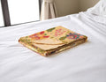 50 X 70 Yellow And Pink Floral Cotton Quilted Kantha Throw Blanket with Embroidery