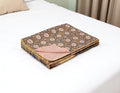 50 X 70 Gray And Yellow Floral Cotton Quilted Kantha Throw Blanket with Embroidery