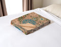 50 X 70 Red And Taupe Floral Cotton Quilted Kantha Throw Blanket with Embroidery