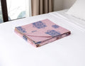 50 X 70 Blue And Pink Floral Cotton Quilted Kantha Throw Blanket with Embroidery