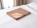 50 X 70 Peach And Gray Floral Cotton Quilted Kantha Throw Blanket with Embroidery