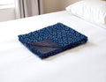 50 X 70 Blue And Off White Geometric Cotton Quilted Kantha Throw Blanket with Embroidery