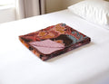 50 X 70 Brown And Pink Floral Cotton Quilted Kantha Throw Blanket with Embroidery