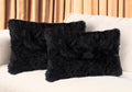 Set of Two 12'' X 20'' Black Sheepskin Lumbar Throw Pillows