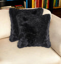 Set of Two 18'' Black Sheepskin Throw Pillows