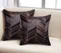 Set of Two 18'' Chocolate Chevron Cowhide Throw Pillows