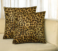 Set of Two 18'' Brown and Black Leopard Cowhide Throw Pillows