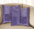 Set of Two 18'' Purple Cowhide Throw Pillows