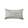 Set of Two 12'' X 20'' Gray Patchwork Cowhide Lumbar Throw Pillows