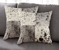 Set of Two 18'' Black and White Cowhide Throw Pillows