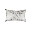 Set of Two 12'' X 20'' Gray and Silver Abstract Cowhide Lumbar Throw Pillows with Glitter