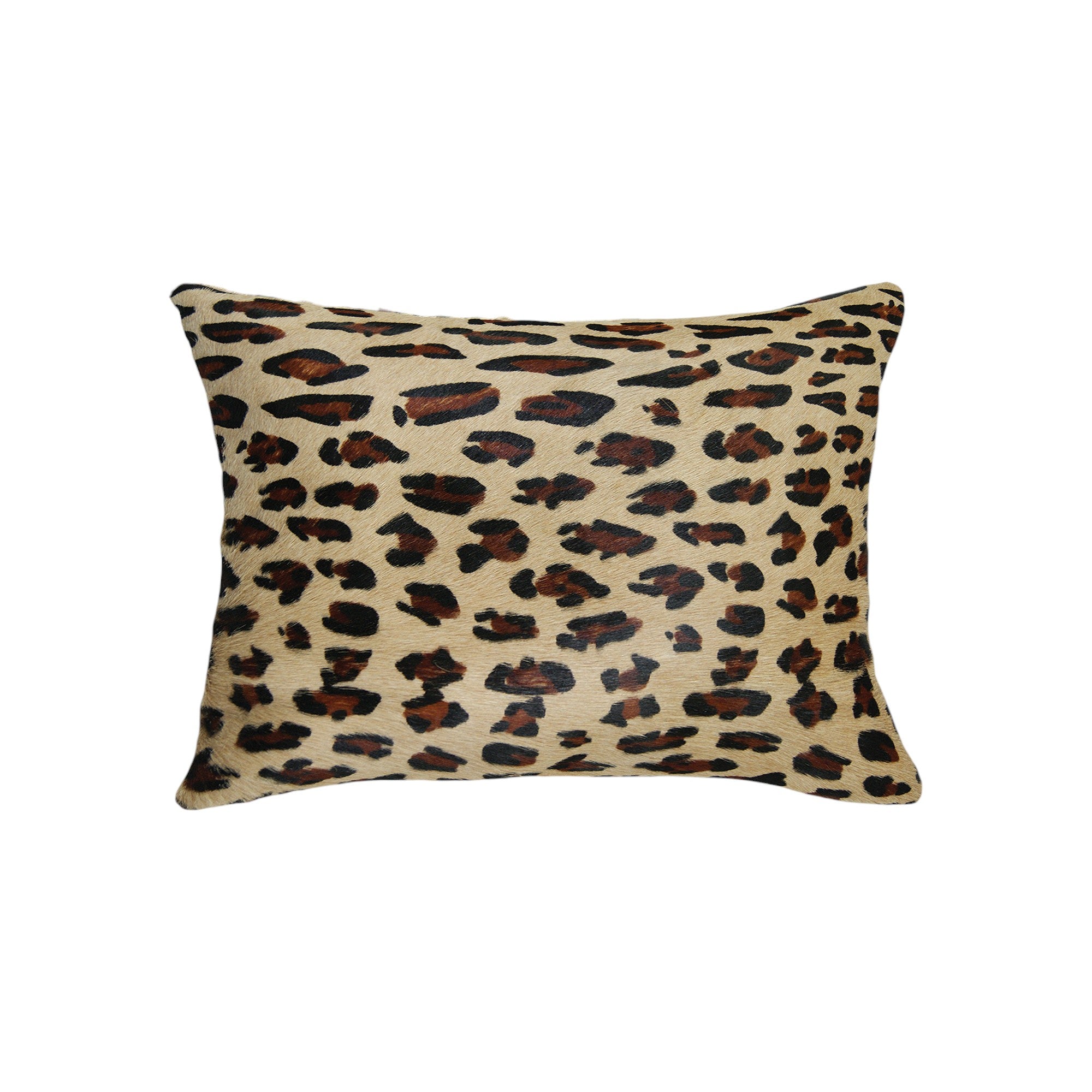 Set of Two 12'' X 20'' Brown and Black Leopard Cowhide Lumbar Throw Pillows