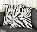 Set of Two 18'' White and Black Zebra Cowhide Throw Pillows