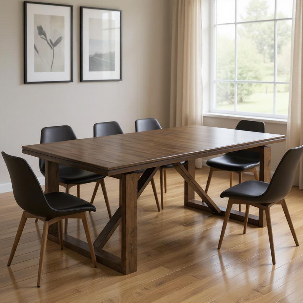 84 Dark Brown Wood Sled Base Dining Table