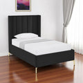 Black Velvet Upholstered Full Bed Frame