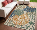 4 X 6 Blue And Green Floral Indoor Outdoor Area Rug