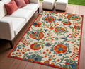 4 X 6 Red Gold Green And Teal Blue Floral Indoor Outdoor Area Rug