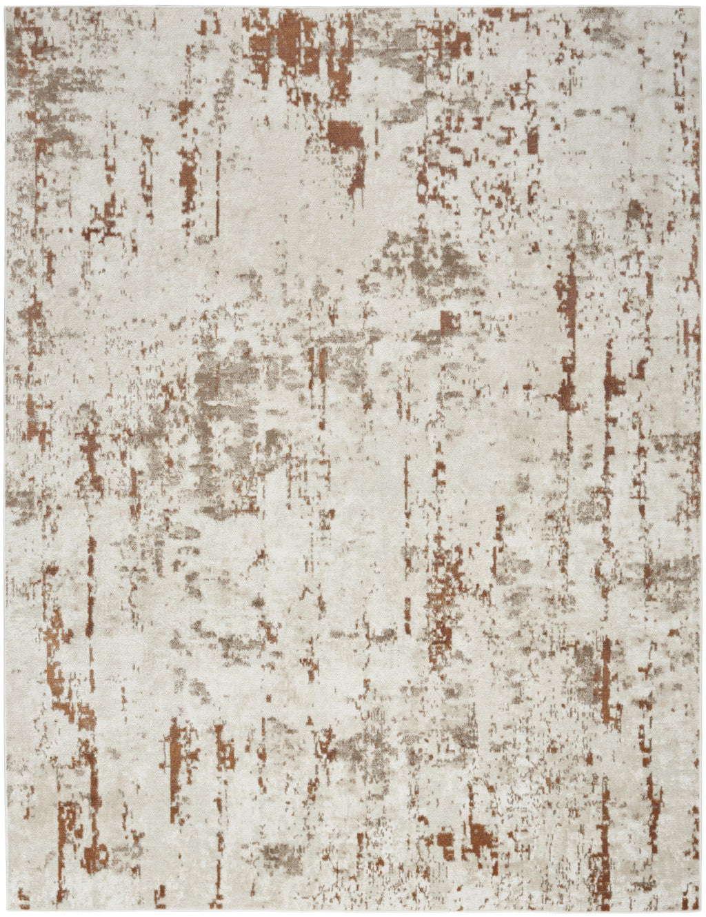 5' X 7' Red and Ivory Abstract Power Loom Area Rug