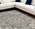 8' X 10' Gray and Ivory Medallion Power Loom Distressed Area Rug