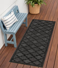 6 Charcoal And Black Trellis Indoor Outdoor Runner Rug
