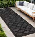 8 Charcoal And Black Trellis Indoor Outdoor Runner Rug