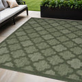 5 X 7 Dark Green And Light Green Trellis Indoor Outdoor Area Rug