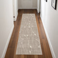 8' Beige Floral Runner Rug