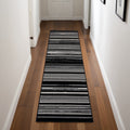8' Black Striped Runner Rug