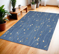 4' X 6' Blue and Beige Floral Power Loom Area Rug
