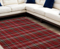 7' X 10' Red and Black Plaid Power Loom Area Rug