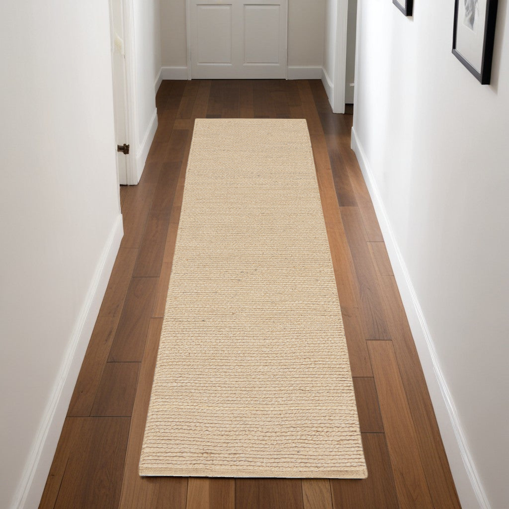 8' Natural Jute Flatweave Handmade Runner Rug