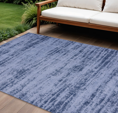 10 X 14 Denim Blue And Navy Blue Abstract Indoor Outdoor Area Rug