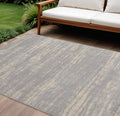 10 X 14 Gray And Beige Abstract Indoor Outdoor Area Rug