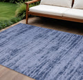 9 X 12 Denim Blue And Navy Blue Abstract Indoor Outdoor Area Rug