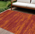 9 X 12 Red And Orange Abstract Indoor Outdoor Area Rug