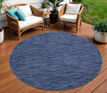 10 Navy Blue And Denim Blue Round Indoor Outdoor Area Rug