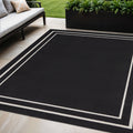 5 X 7 Black And Ivory Indoor Outdoor Area Rug