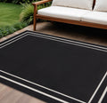 8 X 10 Black And Ivory Indoor Outdoor Area Rug