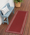 6 Brick Red And Ivory Indoor Outdoor Runner Rug