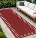 8 Brick Red And Ivory Indoor Outdoor Runner Rug