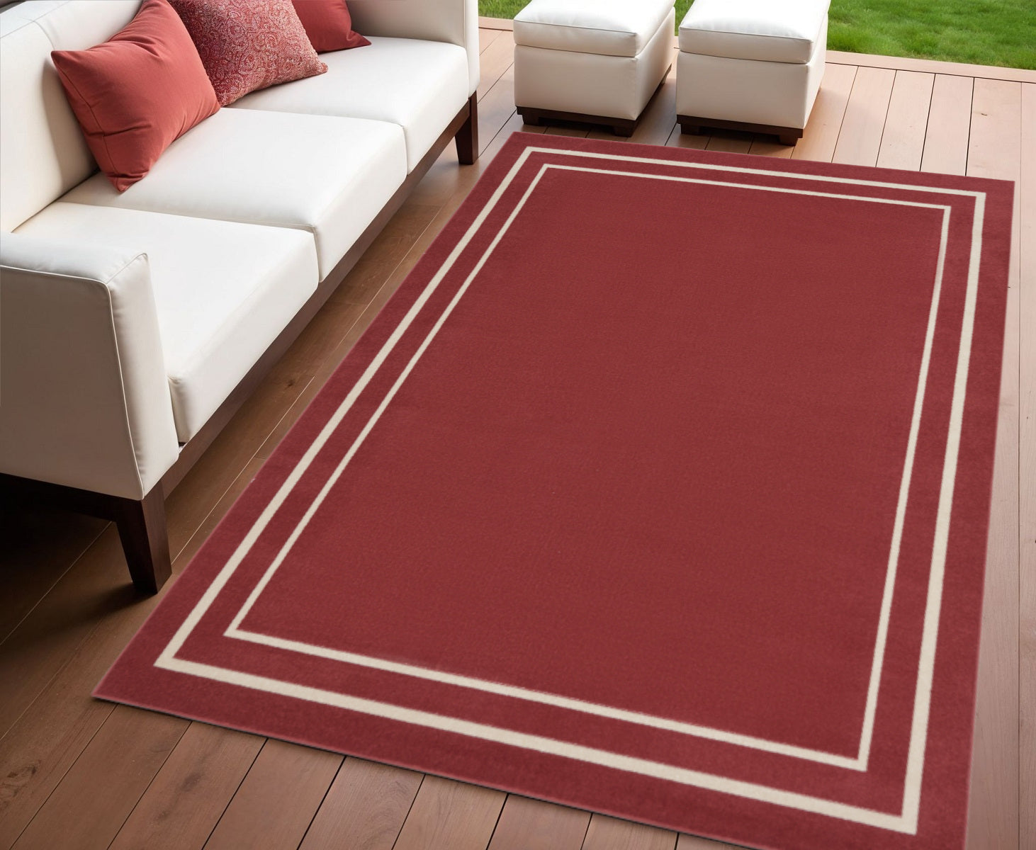 4 X 6 Brick Red And Ivory Indoor Outdoor Area Rug