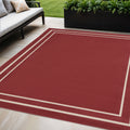 5 X 7 Brick Red And Ivory Indoor Outdoor Area Rug