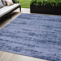 5 X 7 Denim Blue And Navy Blue Abstract Indoor Outdoor Area Rug