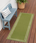 6 Green And Ivory Indoor Outdoor Runner Rug