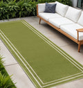 8 Green And Ivory Indoor Outdoor Runner Rug