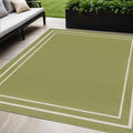 5 X 7 Green And Ivory Indoor Outdoor Area Rug