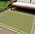 8 X 10 Green And Ivory Indoor Outdoor Area Rug